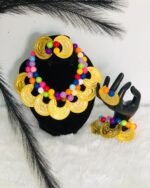 طقم القمر بوبا المردف مع خرز ملون