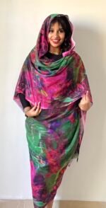 Green/Pink Patter Sparkle Half Width Silk