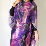 Purple Pattern Sparkle Half Width Silk