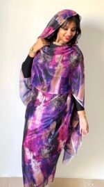 Purple Pattern Sparkle Half Width Silk