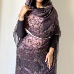 Grape/Nude Pattern Sparkle Half Width Silk.