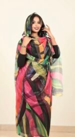 Red/Black Pattern Sparkle Half Width Silk