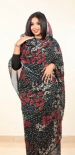 Black Floral Swiss Half Width Voile