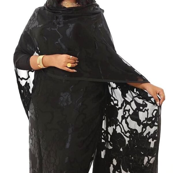 Black pattern half Width Jacquard Silk