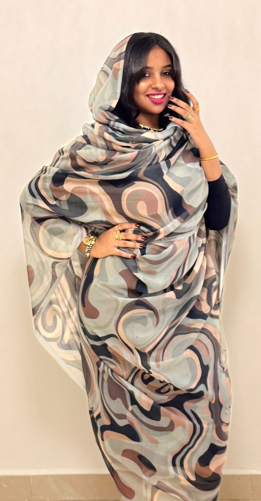 IMG-20251007-WA0001 Grey Pattern Full Width Voile. - الصورة 1