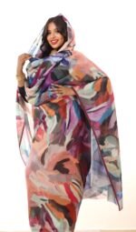 Peach Pattern Full Width Voile.