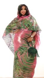 Pink With Light green Lame.Half Width.