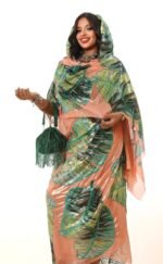 Salmon Pattern Sparkle Half Width Lame.