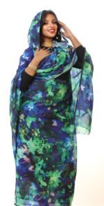 Green/Blue Pattern Full Width Voile