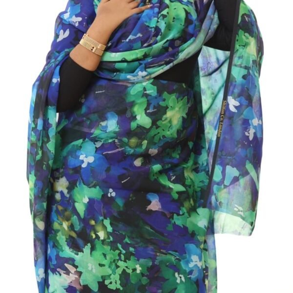 Green/Blue Pattern Full Width Voile