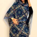 Navy Blue Pattern Half Width Voile.