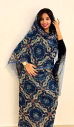 Navy Blue Pattern Half Width Voile.